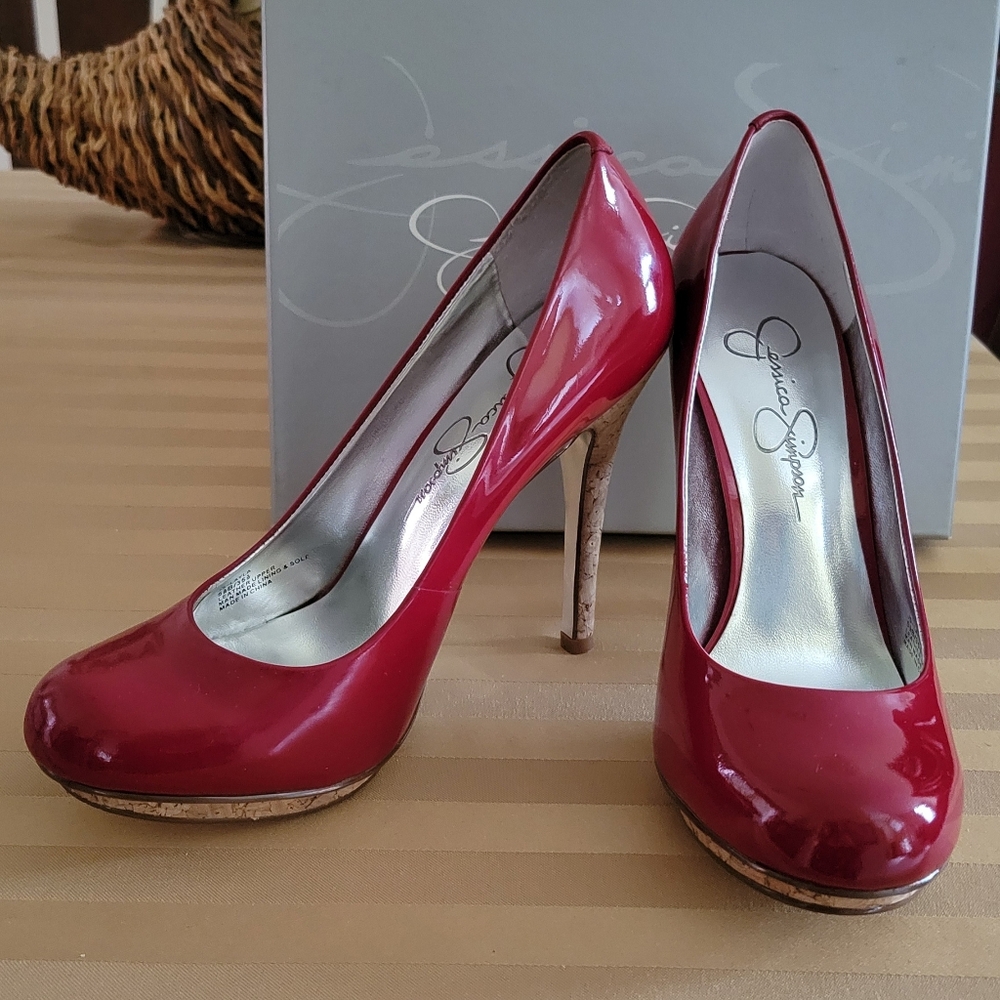Jessica Simpson Ruby Red Patent Leather Women's Heels Size 5.5 35.5
